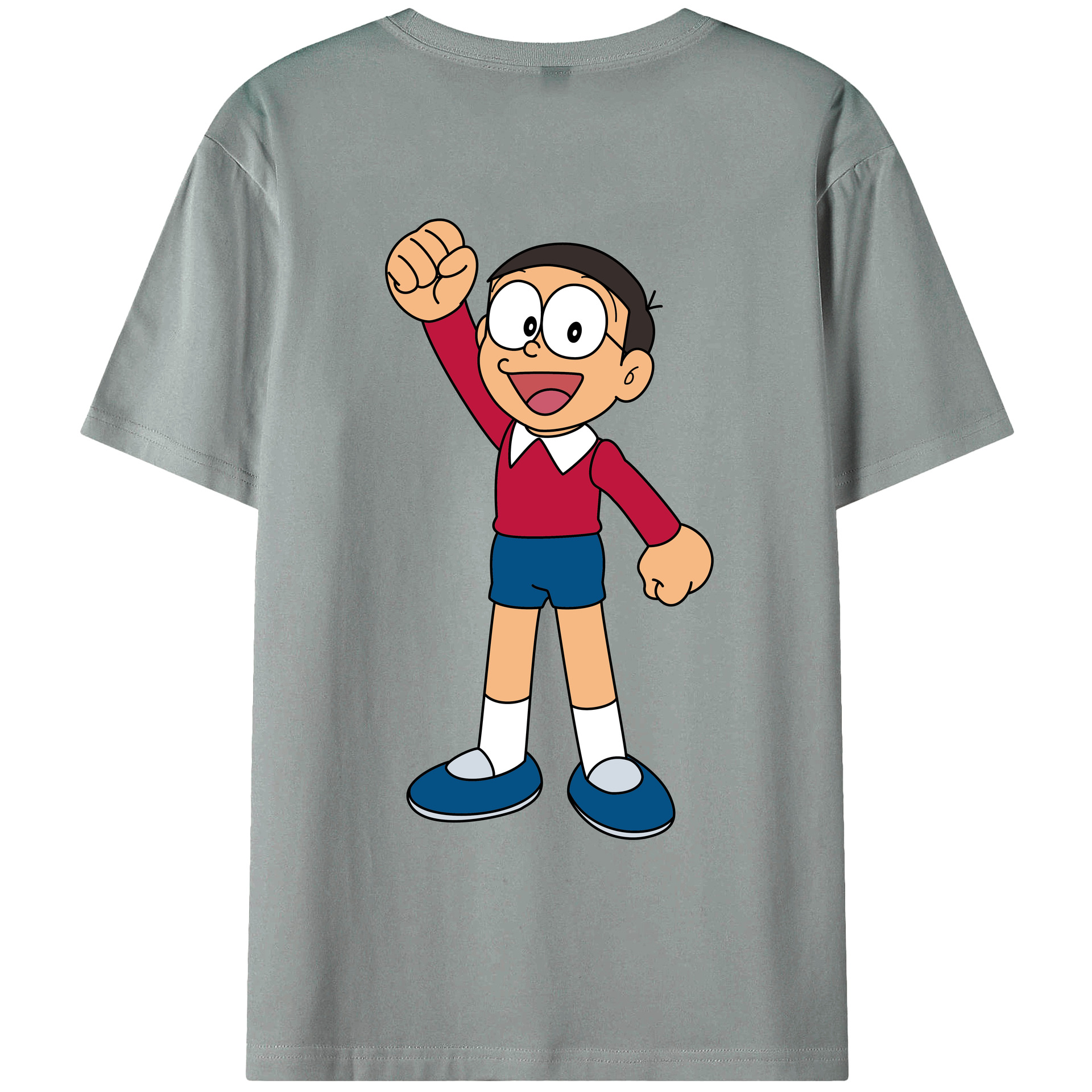 （画像用） ドラえもん 野比 のび太 Doraemon Nobita Nobi 綿100％ メンズ半袖Tシャツ（バックプリント） 通気性